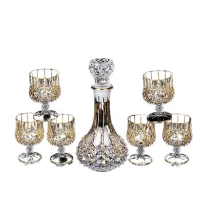 China Europe Modern Design Luxury Gold Outlet Series Diamond Wine Decanter Set Line for sale