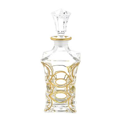 China Europe Factory Direct Sale Crystal Glass Bottle Hiskey Bottle Gold Decanters for sale