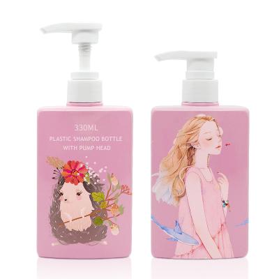 China Wholesale Custom Packaging Cometary Scrub Pump 300ml Square Body Wash Bottle Plastic Shampoo Bottle for sale