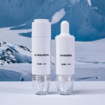 China Custom Cosmetic Packaging 15ml 0.5OZ Airless Cosmetic Packaging Eye Skin Care Bottle Pump Dropper Syringe Cream Cosmetic Bottle For Serum for sale