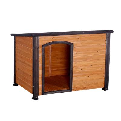 China Custom Outdoor Wooden Waterproof Pine Wood Pet Classic Dog Animal Crate House Windproof For Big Small Pet for sale