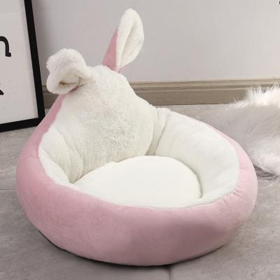 China Cat Dog Bed Indoor Warm Sofa Nest For Small Kitten Rabbit Shaped Waterproof Cute Fleece Soft Puppy Kennel Accessories for sale