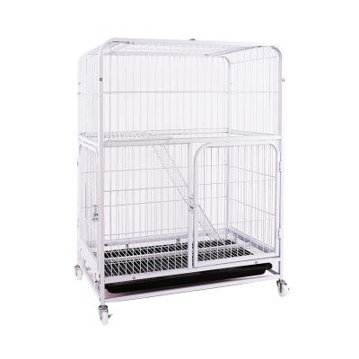 China Double Stocked Cat Villa Indoor Large Size Three Tier Cat Iron Crate Cage For Kitten House With Cupabear's Iron Best Price for sale