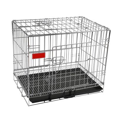 China Stocked Collapsible Stainless Steel Dog Crate For Large Small Dog Pet Crates With Foldable Tray Pet Cage for sale