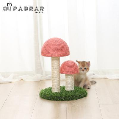 China New Design Cat Tree Toys Funny Sisal Flax Viable Mushroom Clibing Frame Wooden Cat Tree With Best Price for sale