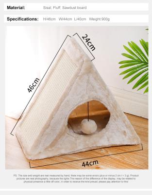 China Factory Wholesale Viable Cat Litter With Sisal Cat Claw Board Foldable Cat Sleeping Bag With Mouse Toys for sale