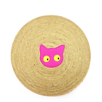 China 2021 Viable New Design Sisal Mat Cat Toys Can Be Customized Luxury Round Cat Scratching Board Cartoon Wear for sale