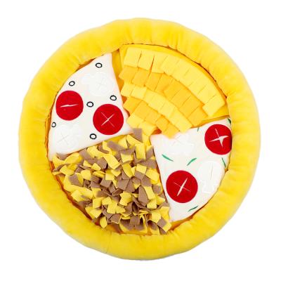 China Factory Wholesale Indoor Dog Developmental PIZZA Sniffing Heating Intellectual Training Pads Slow Feeder Lick Mat For All Age Dog for sale