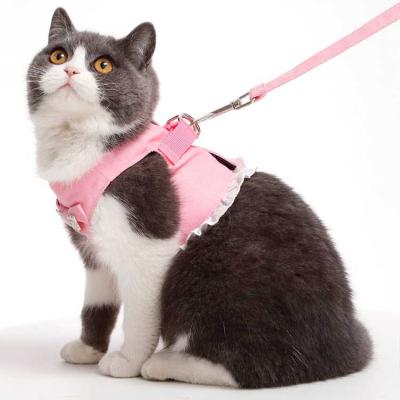 China Cat Vest Harness And Leash Custom DETACHED Fixed Price Outdoor Cat Walking Products With Best Pet Harness Leashes for sale