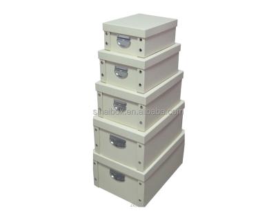 China Handmade Wholesale Cardboard Folding Paper Storage Box With Lid And Handles And Knobs for sale