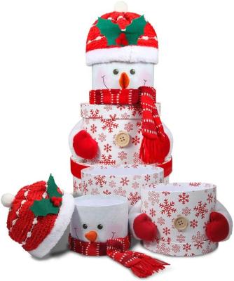 China Handmade Home Decor For Winter Birthday Christmas Gifting Box Birthday Decorations Snowman Tower Gift Box With Lid Nests Holidays for sale