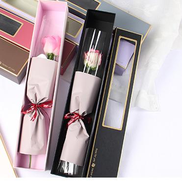 China Beautiful Single Disposable Valentine Wedding Cardboard Rose Flower Gift Box for sale