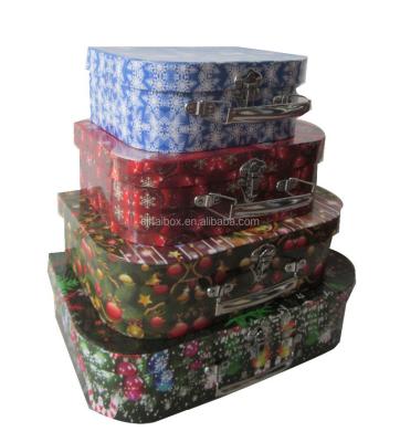 China Wholesale Handmade Printed Christmas Cardboard Paper Suitcase Gift Box for sale