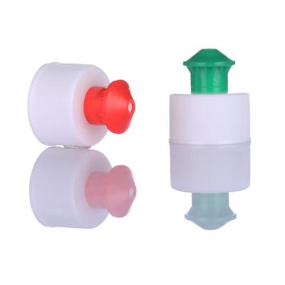 China Non Spill Guaranteed Quality Custom Color 28/410 Ribbed Sports Kettle Cap Plastic Pull And Push Cap For Plastic Bottle for sale