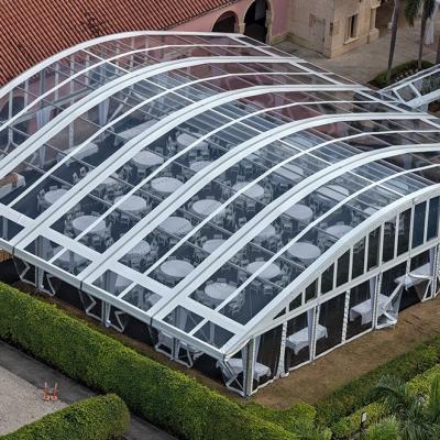 China Hot Sale 6601/T6 Alloy 1000 Guests Aluminum Marquee Wedding Tents Curve Clear Roof Top Tent Arcum Tents For Party Wedding for sale