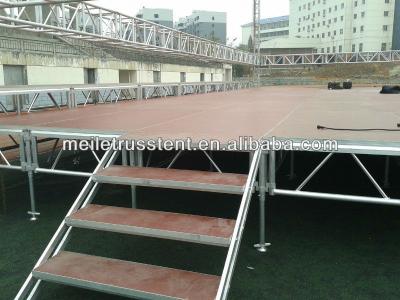 China Outdoor Stage Furniture Large Aluminum Party Stage Wooden Flooring With A Ladder for sale