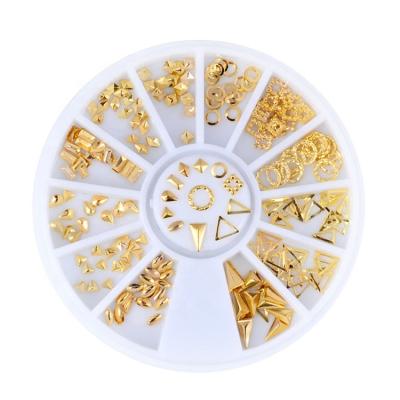 China 2019 new metal products metal stud gold rivet 3d nail tips silver punk decoration for sale