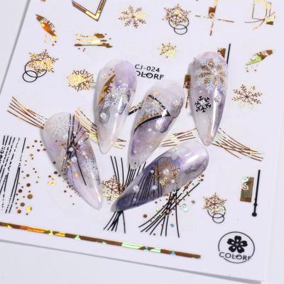 China Stickers & 2021 Gold Nail Art Metal Stickers Supplier Top Quality Japanese Nail Decals and Nail 3d Decals for sale