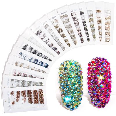 China Teardrop Box Mix 12 Shape Nails Art Tips Diamond Glitter Nail Packing Decorations for sale