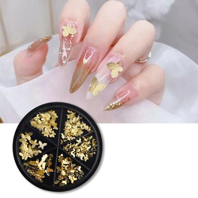 China Jewelry Nail Art Set 6 Grids Mix Metal Nail Decorations Gold Silver Frame Nail Rivets Crystal Jewelry Nail Art Set for sale