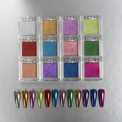 China Small Mirror Bottle Chameleon Powder Solid Square Magic Nail Art Solid Titanium Powder SK-GP144 for sale