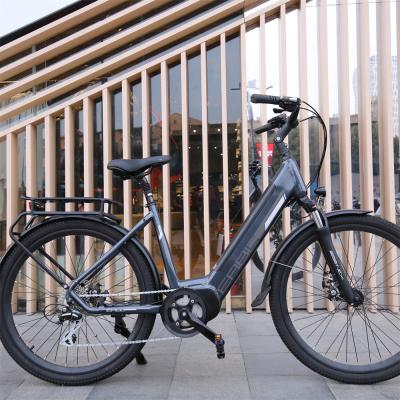 China 2022 aluminum alloy step through 26in aluminum alloy electric bike fat mid tire 36v 250w motor city ebike for sale