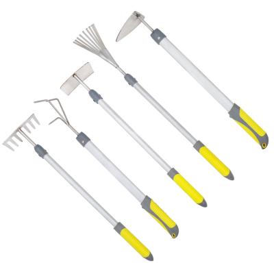 China Aluminum Long Handle CLASSIC 5 Pcs Garden Tool Kit Lawn Care Stainless Steel Gardening Kit With PP And TPR Handle for sale