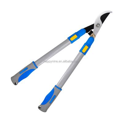 China Anti-Slip Handle Shears Garden Bypass Lopper With Telescopic Steel Grip PP&TPR Handle Gardening Balancing Cutting Tools for sale