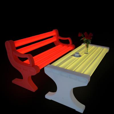 China Garden Chair RGB Color Changing Luminous Lead Plastic Led Light Bench Outdoor Garden Patio LED Bench for sale