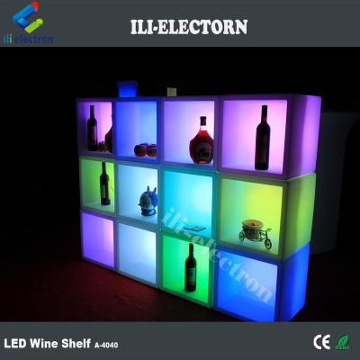 China Plastic PE LED Light Cube Shows Glowing Bottle Display Stand for sale