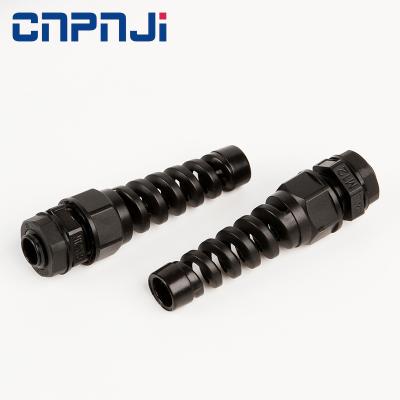 China Black Nylon Waterproof Seal PG11 5-10mm Diameter Spiral Cable Gland With Grommet for sale