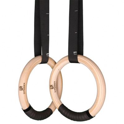 China 3D Max Fitness Nylon Strap Wooden Gym Ring Gymnastic Rings for sale