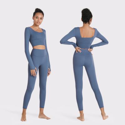 China Breathable 3D Max Custom Gym Fitness Sets 2 Piece Yoga Set Gym Upper Activewear Ribbed Women Fitness Wear for sale