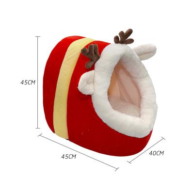 China Wholesale Custom Festival Viable Warm Cozy Christmas Cat Bed for sale