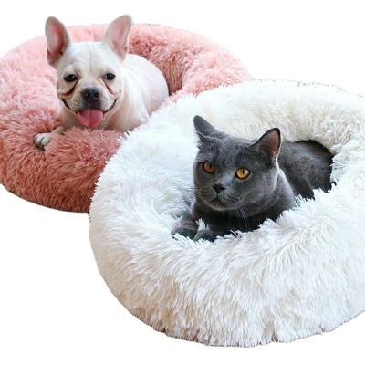 China Wholesale Custom Stocked Multiple Colors Dog Bed Luxury Warm Fluffy Pet Bed for sale