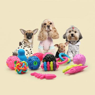 China Viable Rubber Dog Toy With Thorn Bone Tooth Ring Bite Resistant Molar Training Cleaning Rubber for sale