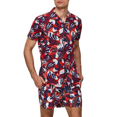 China Mens Anti Shrink Hawaiian Custom Floral Print Slim Fit Short Sleeve Shirt for sale