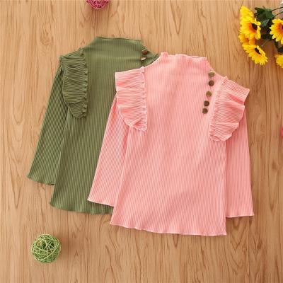 China 1-6Y Nylon/Cotton Fashion Kids Girls Clothes Sets Ruffles 2pcs Solid Knit Long Sleeve Sweater Tops Flare Pants for sale