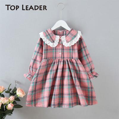 China 2020 autumn girls long plaid sleeve puff sleeve anti-static children's wear supreme leader candy long dresses kids clothing for sale