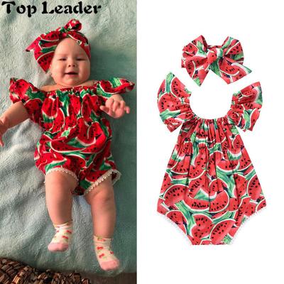 China Newborn Babies Toddler Infant Short Sleeve New Watermelon Printed Sunsuit Sleeveless Jumpsuit Jumpsuit Sportswear for sale