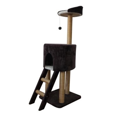 China Sustainable Cat Tree Climbing Tower Manufacturer DIY Luxury Pet Furniture Natural Wood Frame for sale