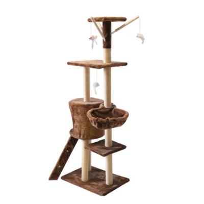 China Sustainable Factory Price Scratching Posts Pet Plush Wooden Sisal Tree Tower Furniture Cat Scratcher for sale