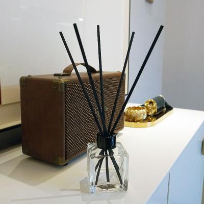 China Modern Home Office Car Hotel Black Fiber Wooden Stick Fragrance Gift Tubular Aroma Diffuser Set for sale