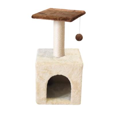 China New Sustainable Sisal Durable Comfortable Natural Simple Small Cat House With Cat Scratch Post for sale