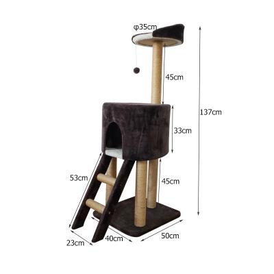 China Sustainable Luxury Natural Paradise Toy Ball Sisal Cat Tree Scratcher With Ladder for sale