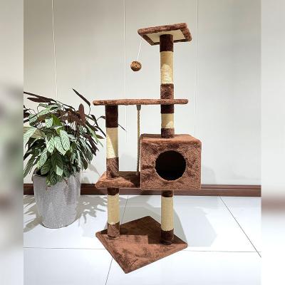 China New Design Sustainable Modern Wooden Treehouse Cat Activity Climbing Tower For Big Cats for sale