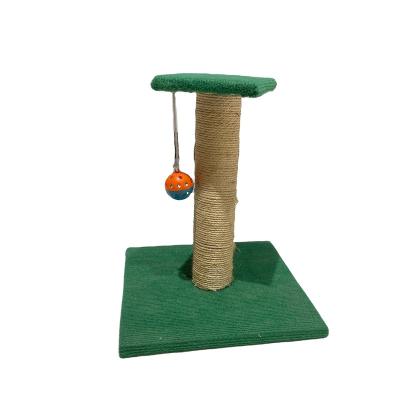 China Viable Small Cat Scratch Mail Sisal Scratcher Plush Cheap Mini Green Color Cat Tree Cat Tower for sale