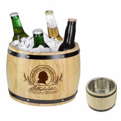 China OEM Size Party Viable Cooling Wooden Ice Bucket And Brand Logo Wine Beer Champagne Beverage Wine Rack Without Wooden Lid for sale