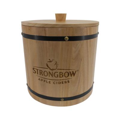 China Wholesale Viable Beer Wine Drink Party Wooden Ice Bucket With Wood Lid for sale