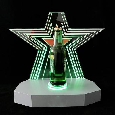 China Customized Led Lights Shape Acrylic Plastic Rechargeable Lighted Base Display LED Bottle Glorifier for sale